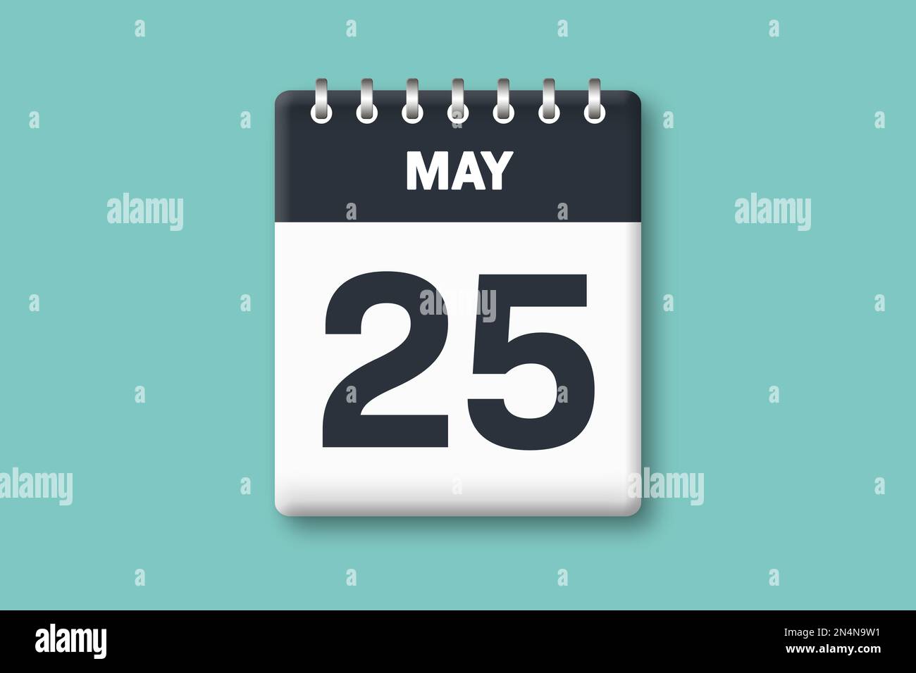 May 25 - Calender Page / Sheet with Date - 25th of May on Cyan ...