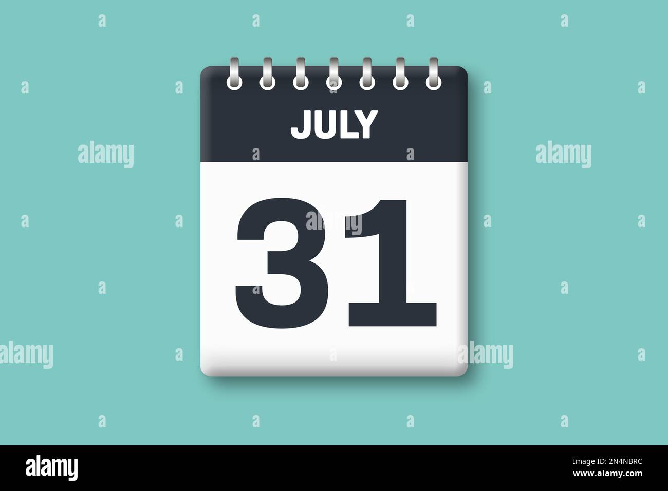 July 31 - Calender Page / Sheet with Date - 31st of July on Cyan