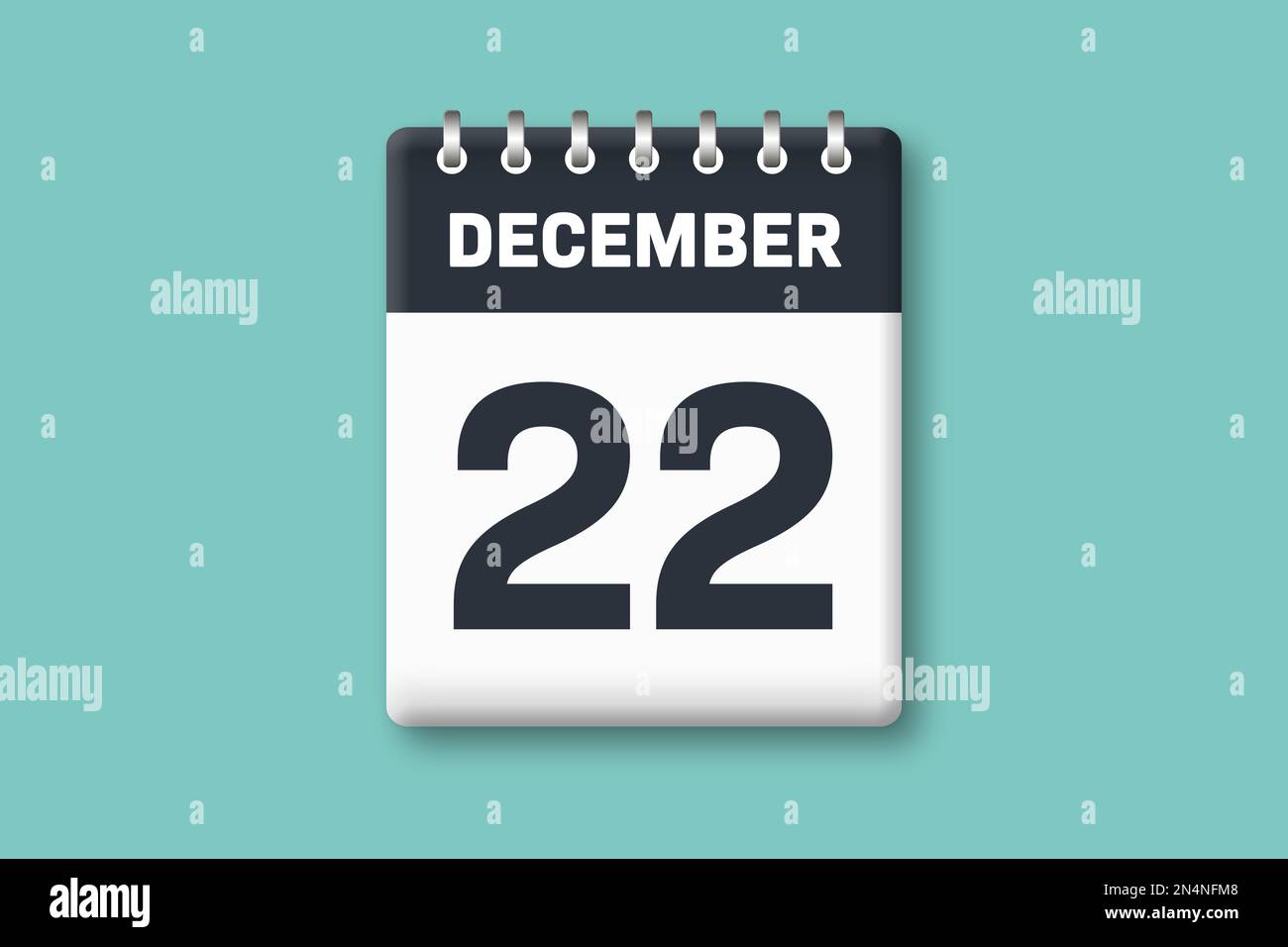 December 22 Calender Page / Sheet with Date 22nd of December on December 22 Calender Page / Sheet with Date 22nd of December on