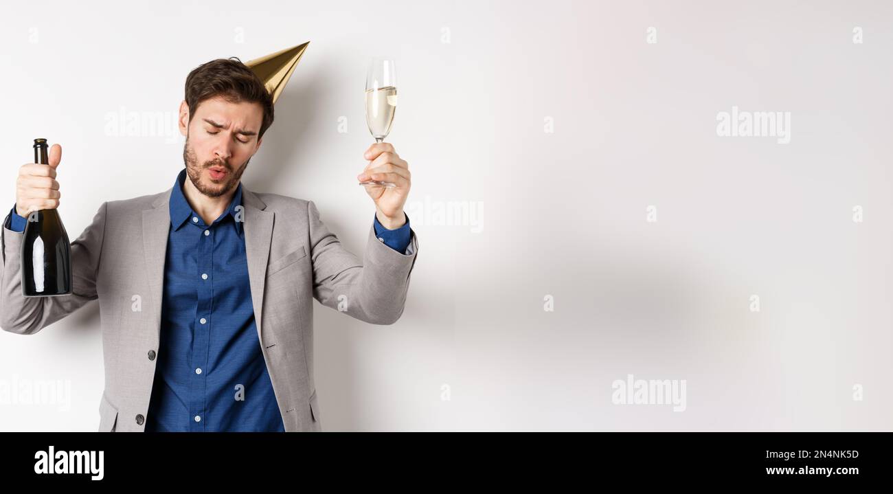 Rasing Lass Celebration and holidays concept. Drunk guy dancing at party in ...