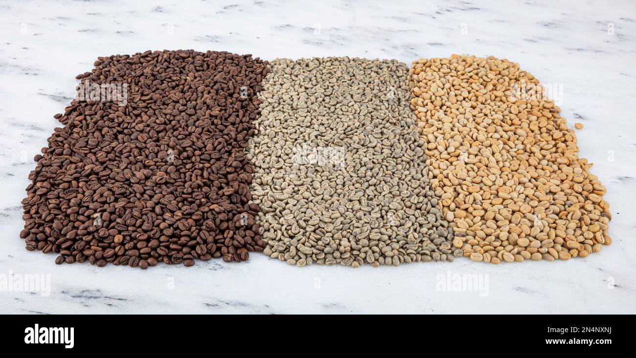 Collage of coffee beans showing various stages of roasting Italian ...