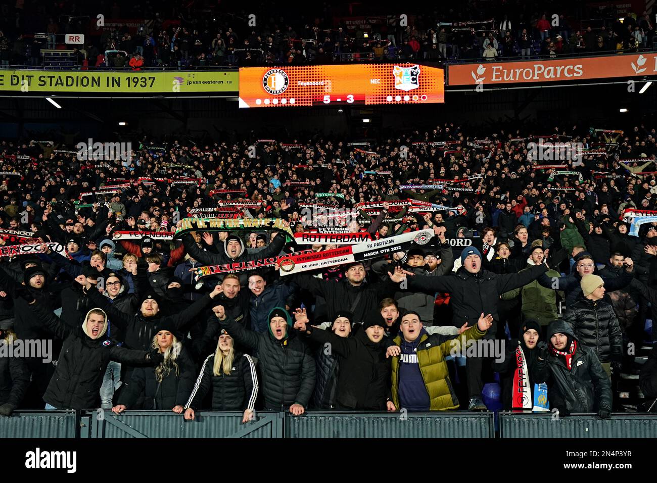 Rotterdam Feyenoord supporters during the match between Feyenoord v NEC Nijmegen at Stadion