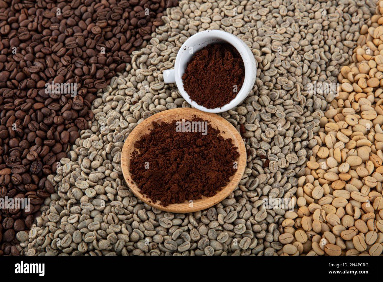 Collage of coffee beans showing various stages of roasting Italian ...