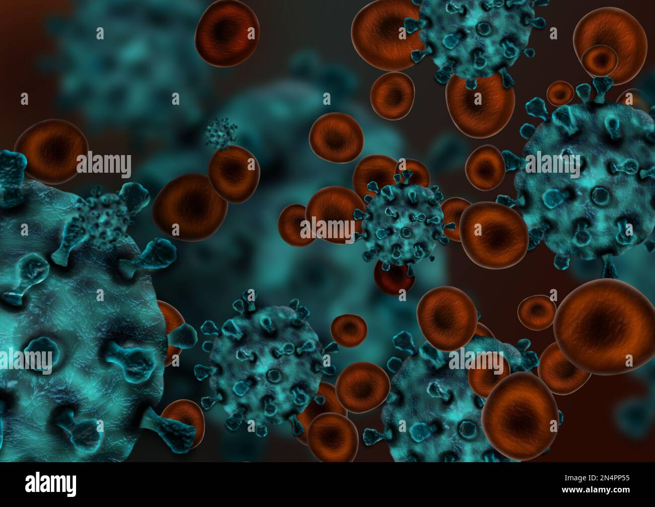 Closeup view of virus under microscope. Illustration Stock Photo - Alamy