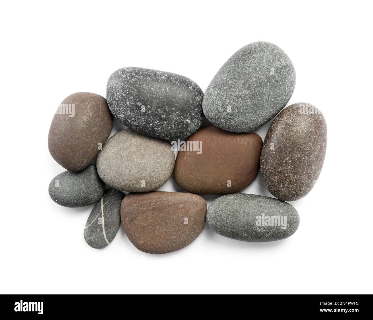 Spa stones on white background, top view Stock Photo