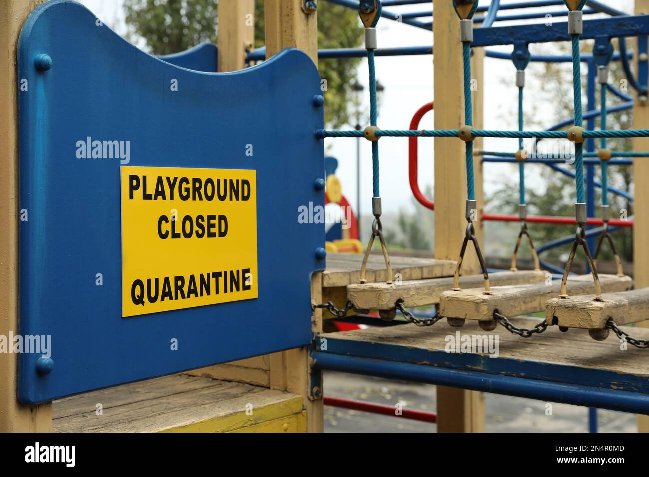 View of playground closed during COVID-19 quarantine Stock Photo