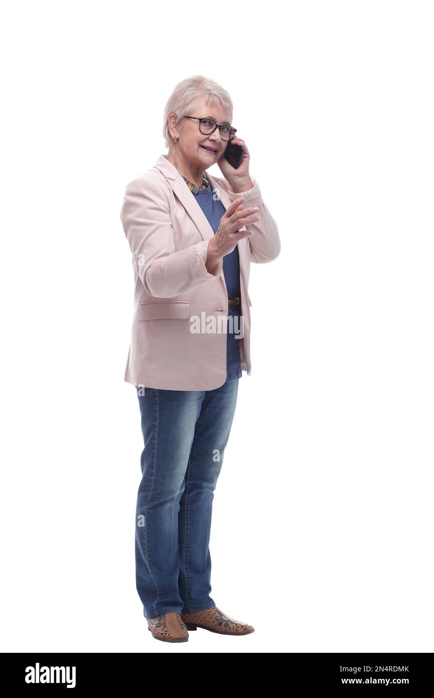 cute senior woman talking on her smartphone Stock Photo - Alamy