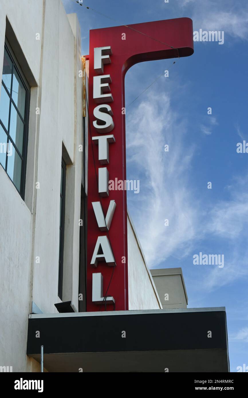 SANTA ANA, CALIFORNIA 17 JAN 2023 Festival Hall sign on