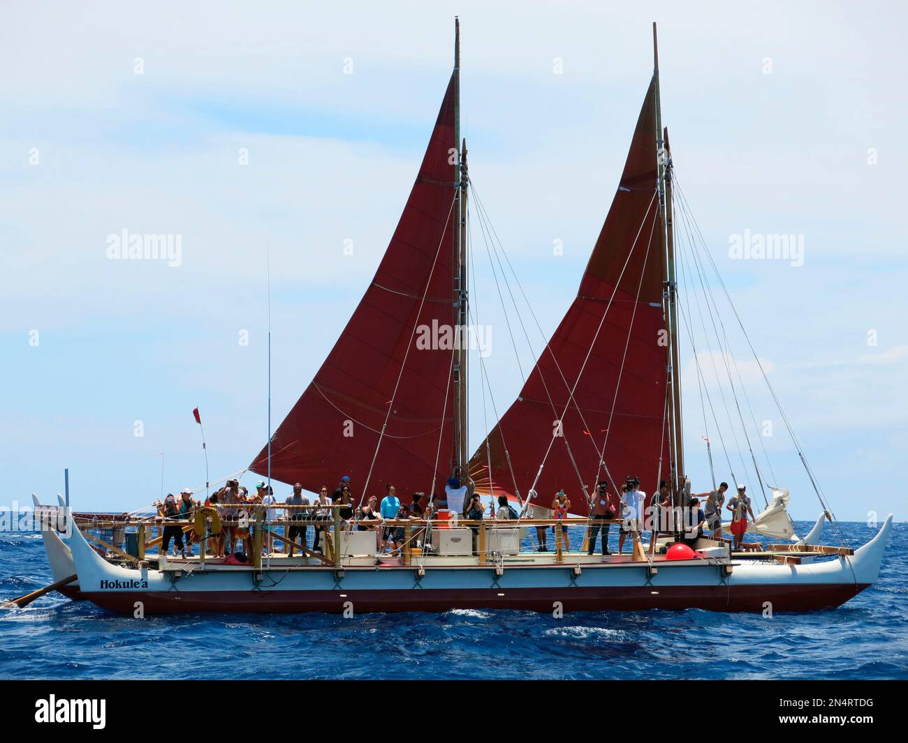 The Hokulea sailing canoe is seen off Honolulu on Tuesday, April 29