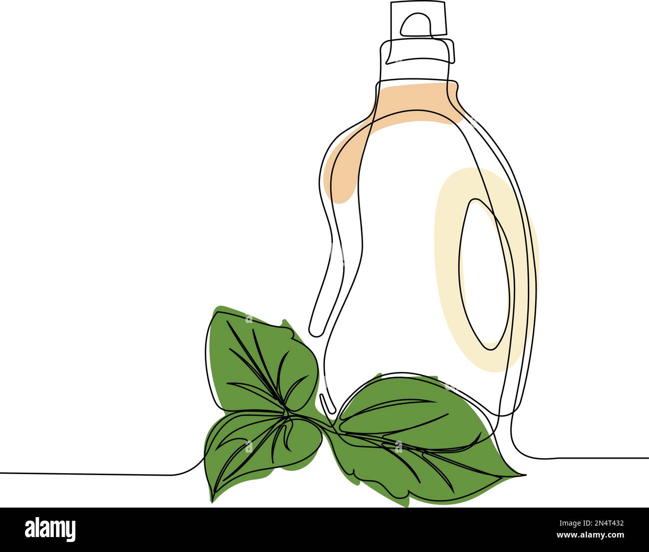 Continuous one line drawing of bottles for liquid laundry detergent