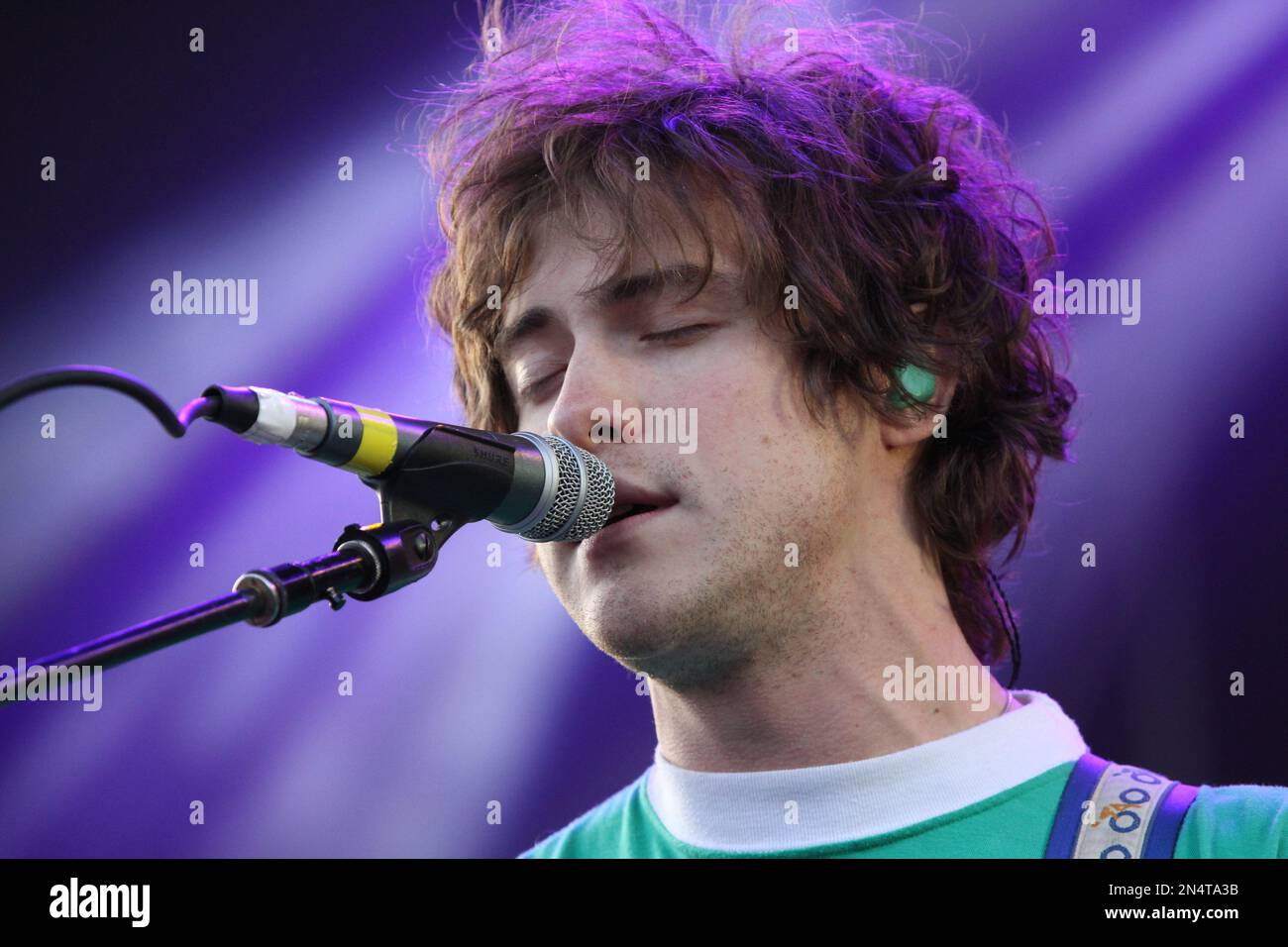 Andrew VanWyngarden with MGMT performing at Party in the Park on Saturday, May 17, 2014, in Atlanta. (Photo by Robb D. Cohen/Invision/AP) Stock Photo