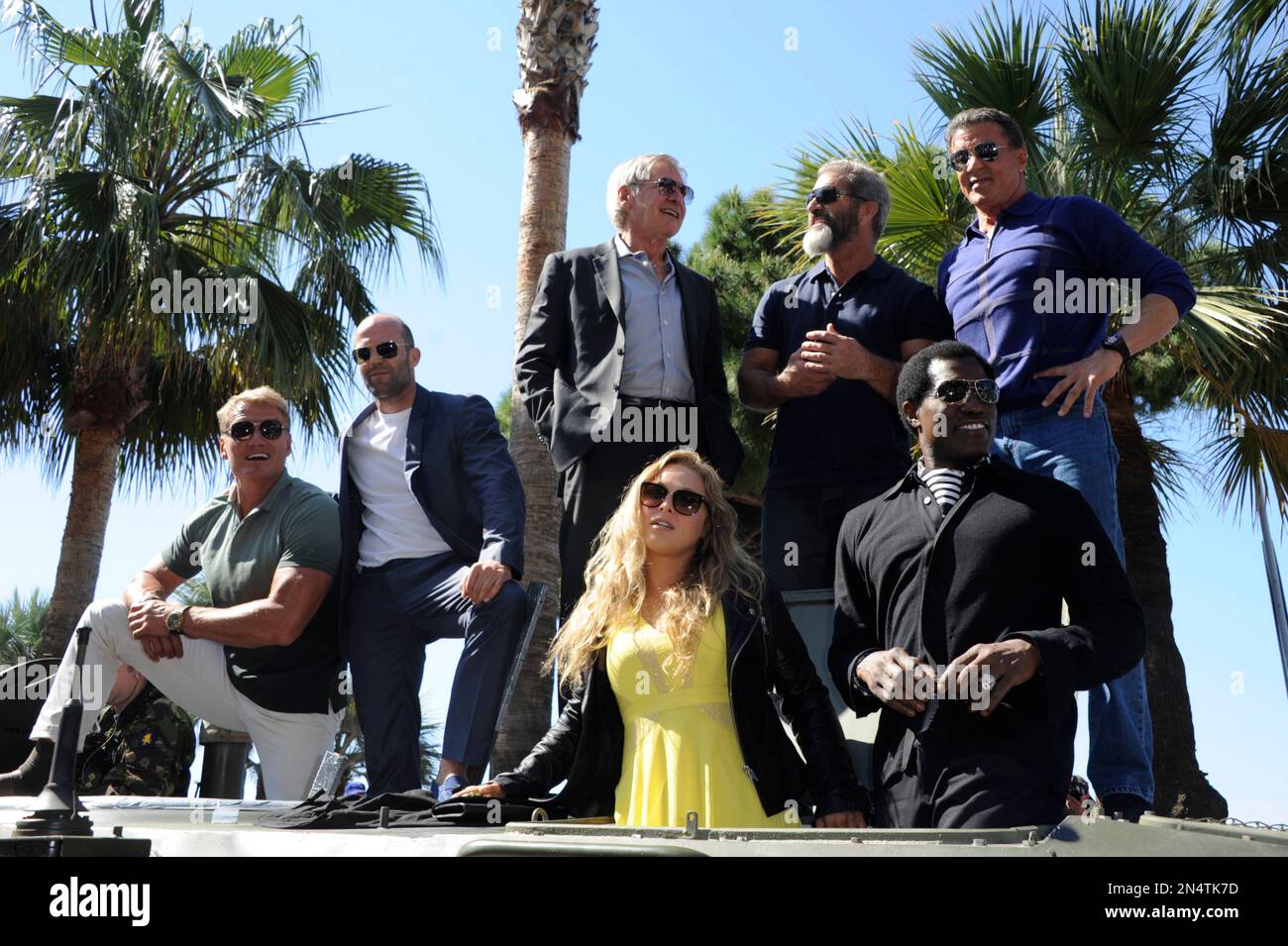 Stallone And Ronda Rousey From left, Dolph Lundgren, Jason Statham, Harrison Ford, Mel Gibson ...