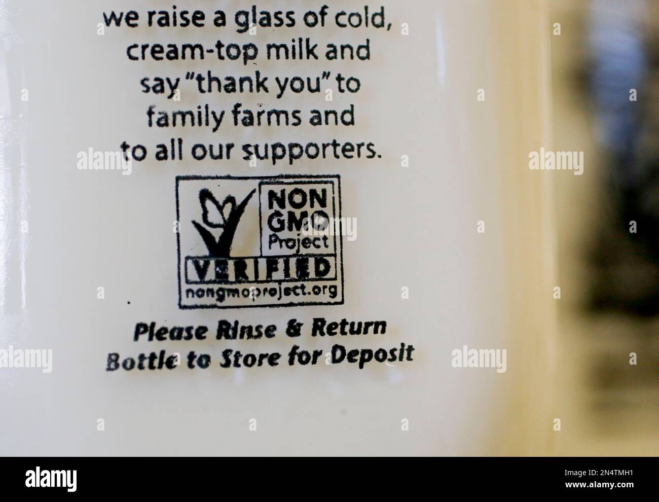 The verified labeling on the organic nonGMO whole milk creamtop seen at the processing plant