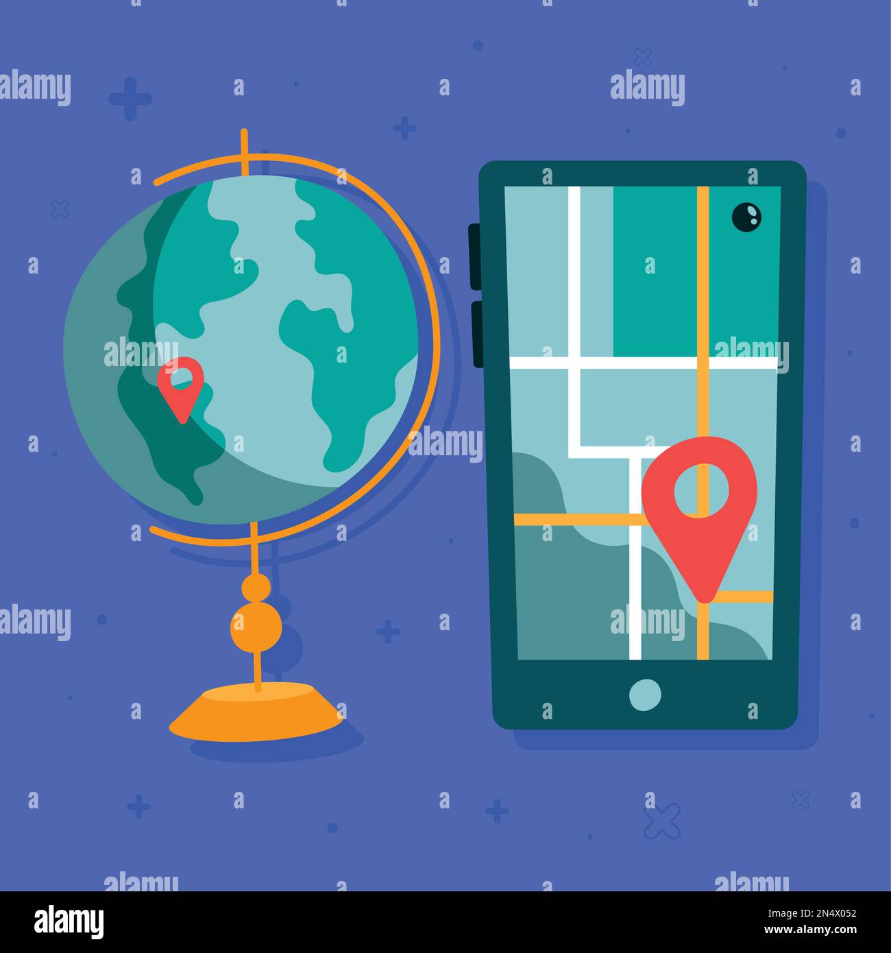 pins locations in smartphone and map icons Stock Vector Image & Art Alamy