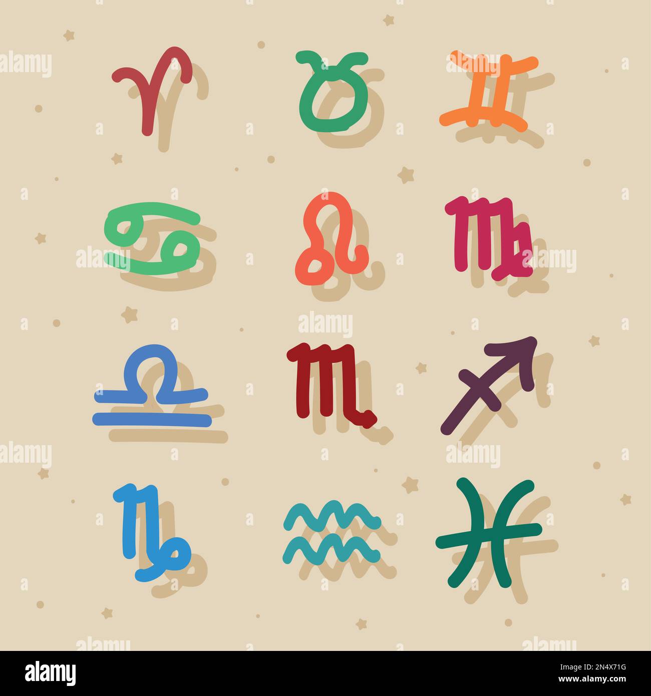 twelve zodiac symbols astrology icons Stock Vector