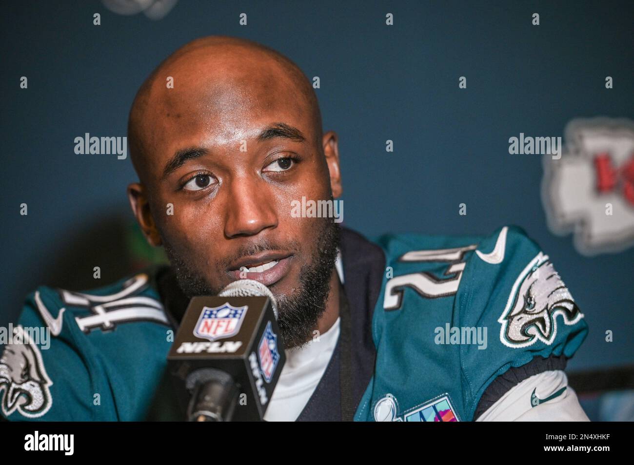 Philadelphia Eagles cornerback James Bradberry speaks during a press conference at the Sheraton