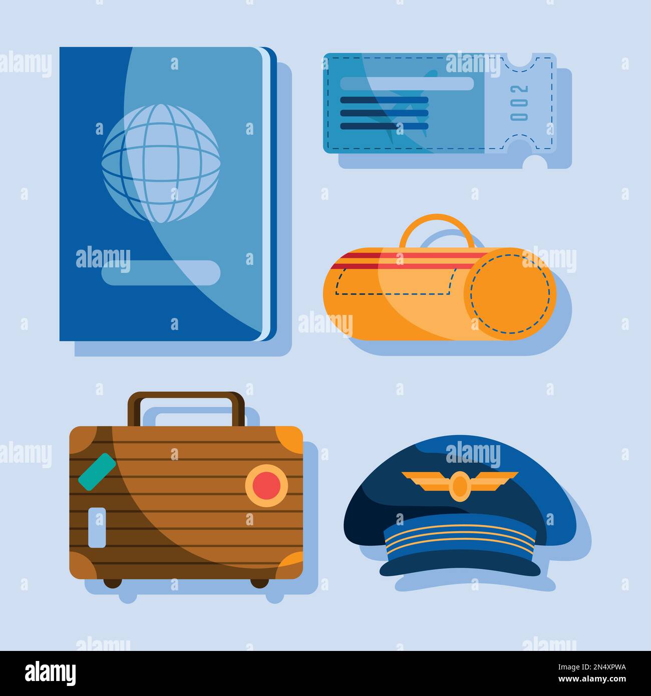suitcases and travel set icons Stock Vector Image & Art - Alamy