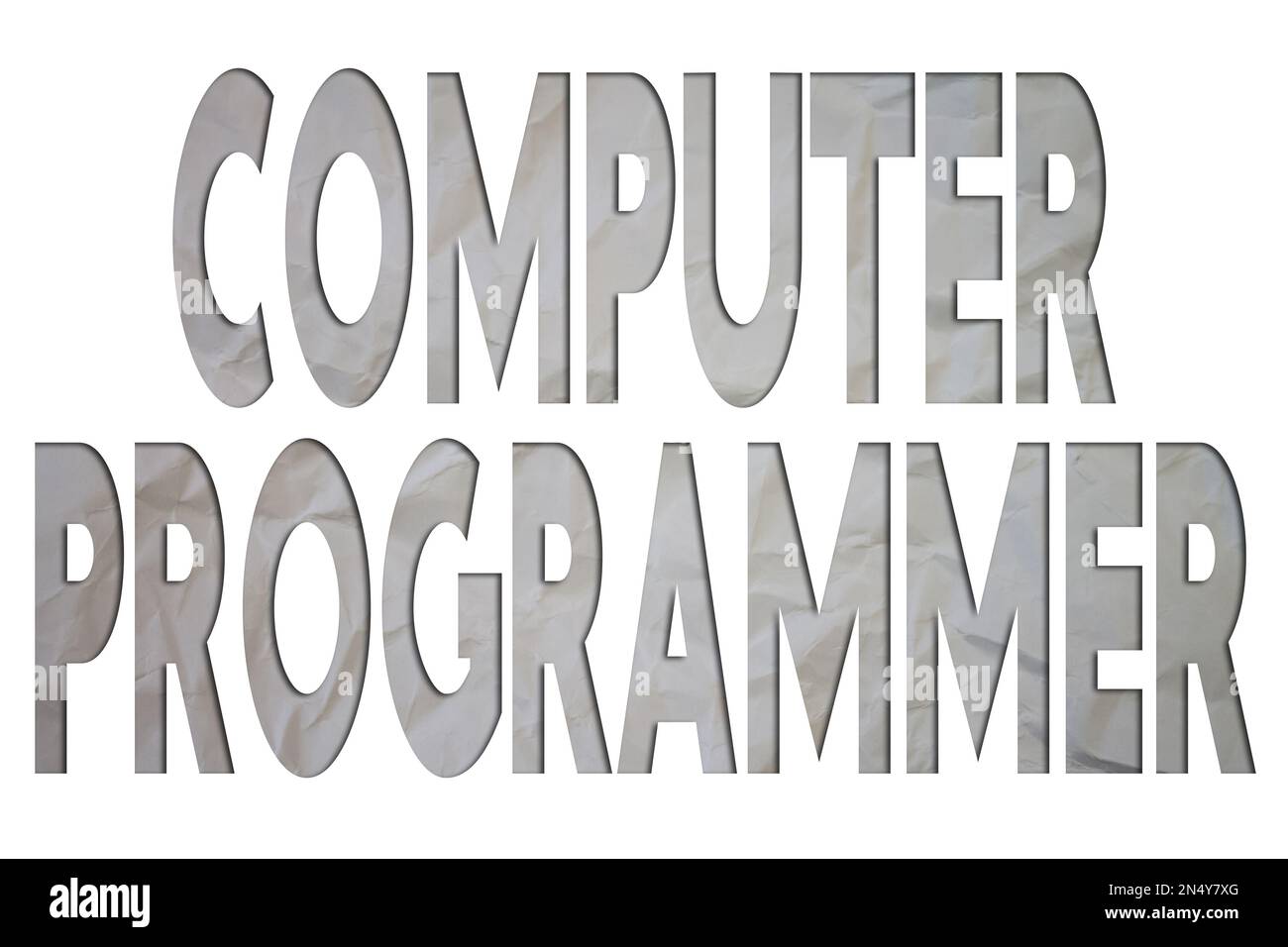 Computer Programmer text with Torn, Crumpled White Paper on colored ...