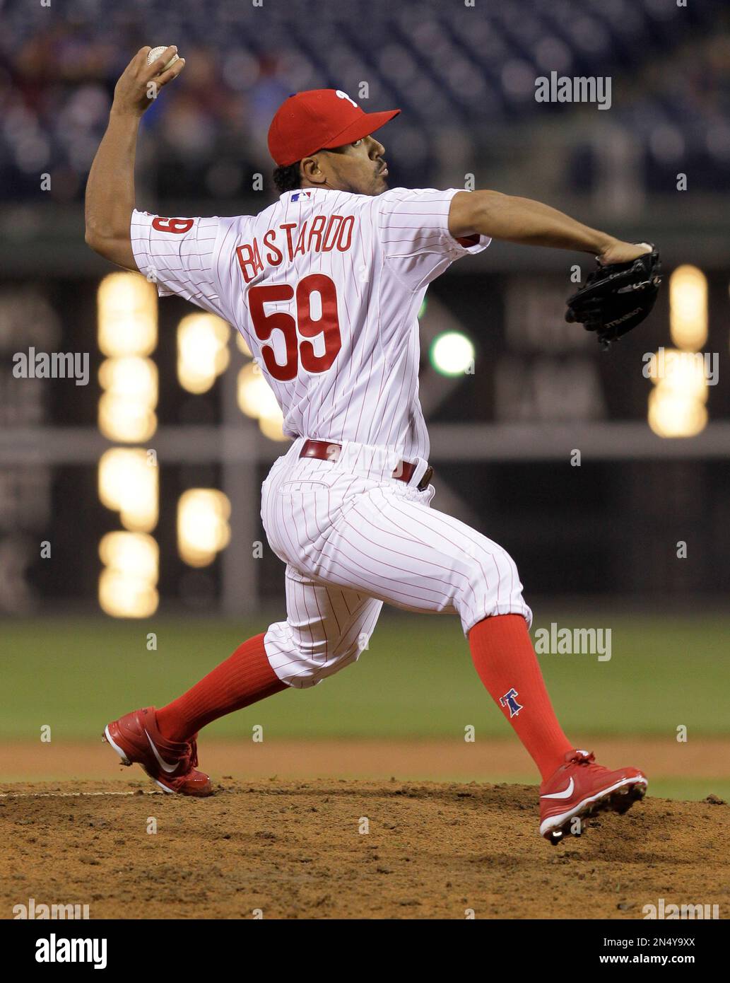 Philadelphia Phillies pitcher Antonio Bastardo throws against the Baltimore  Orioles in the first inning at Citizens Bank Park in Philadelphia,  Pennsylvania, Friday, June 19, 2009. (Photo by Steven M. Falk/Philadelphia  Daily News/MCT/Sipa