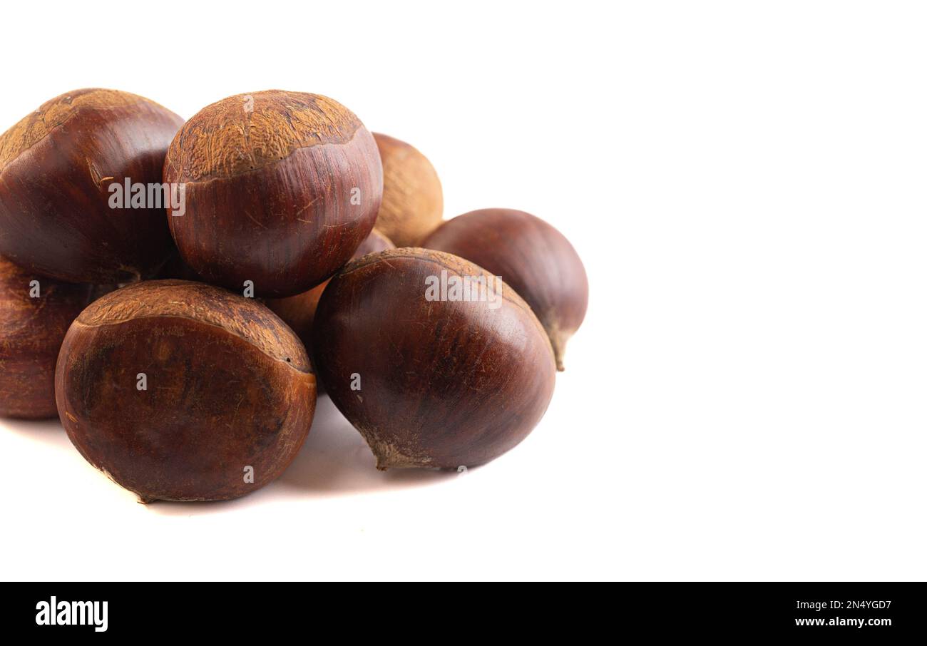 Chestnut Kernel Chestnut roasted on white hi-res stock photography and images - Alamy