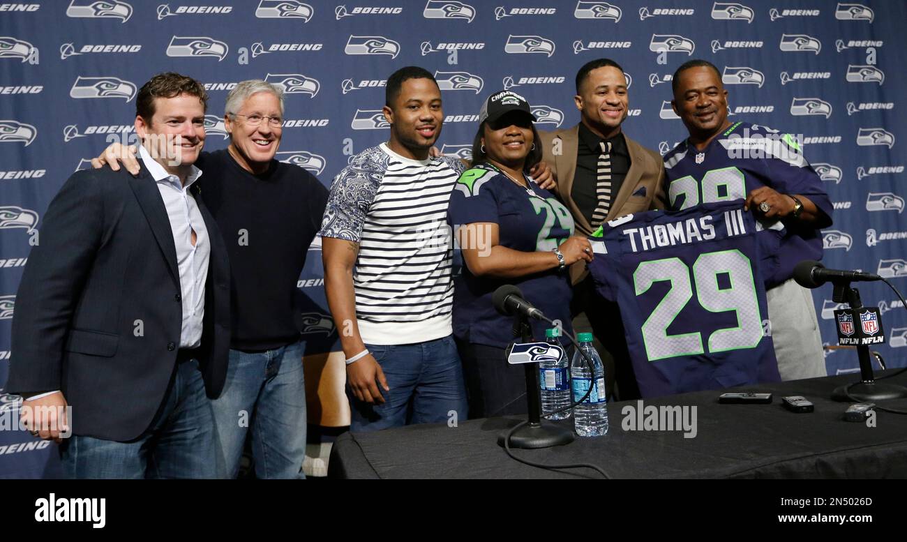 Seattle Seahawks Earl Thomas second right stands with his