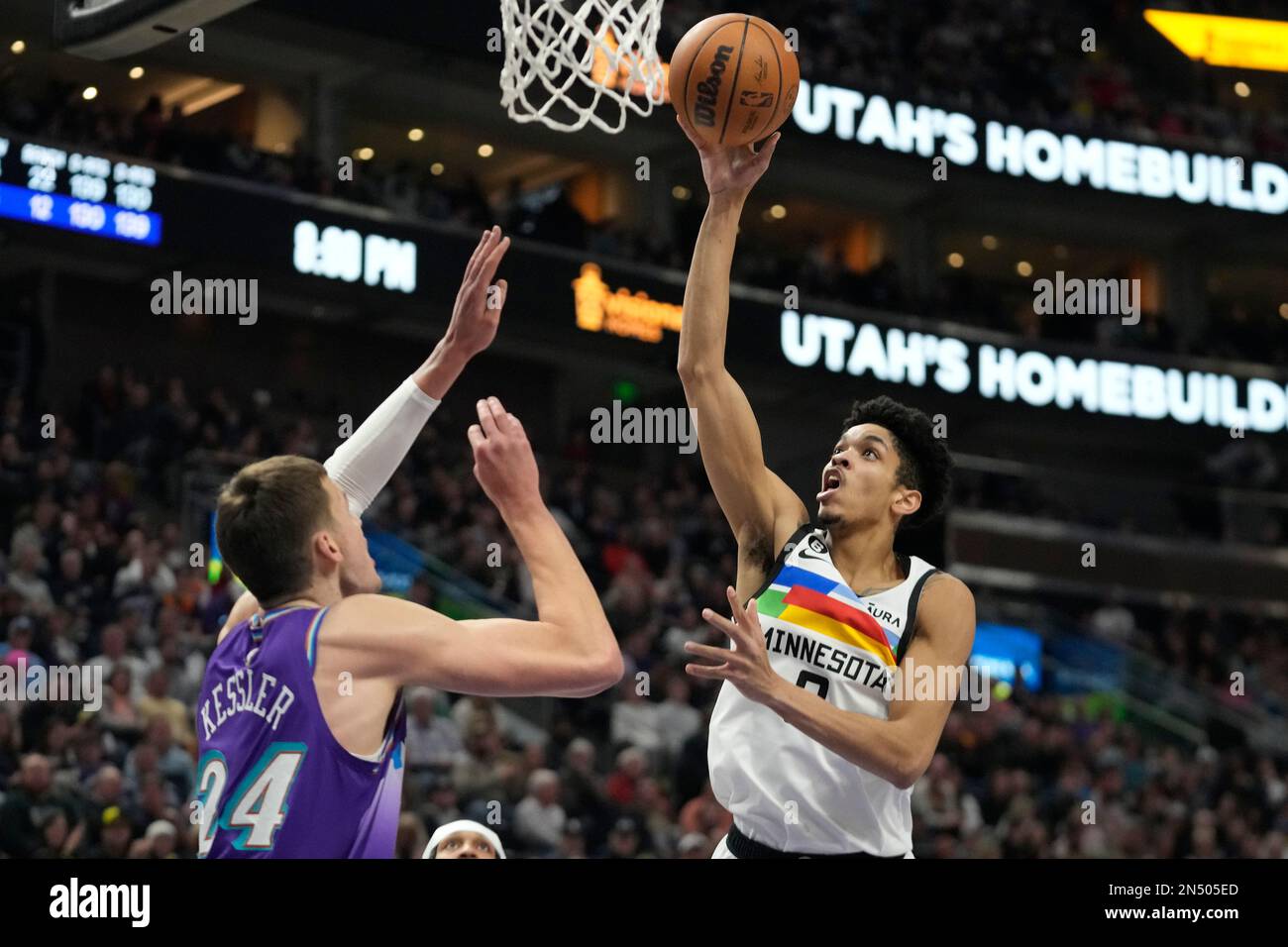 Minnesota Timberwolves forward Josh Minott (8) dunks in the second half of  an NBA basketball game against the Atlanta Hawks, Monday, March 13, 2023,  in Atlanta. (AP Photo/Brett Davis Stock Photo - Alamy