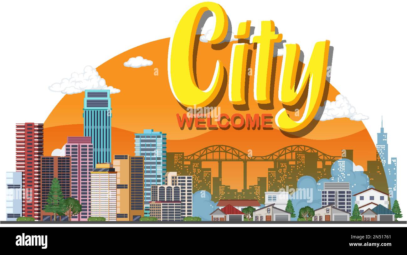 Urban landscape with high skyscrapers illustration Stock Vector Image ...