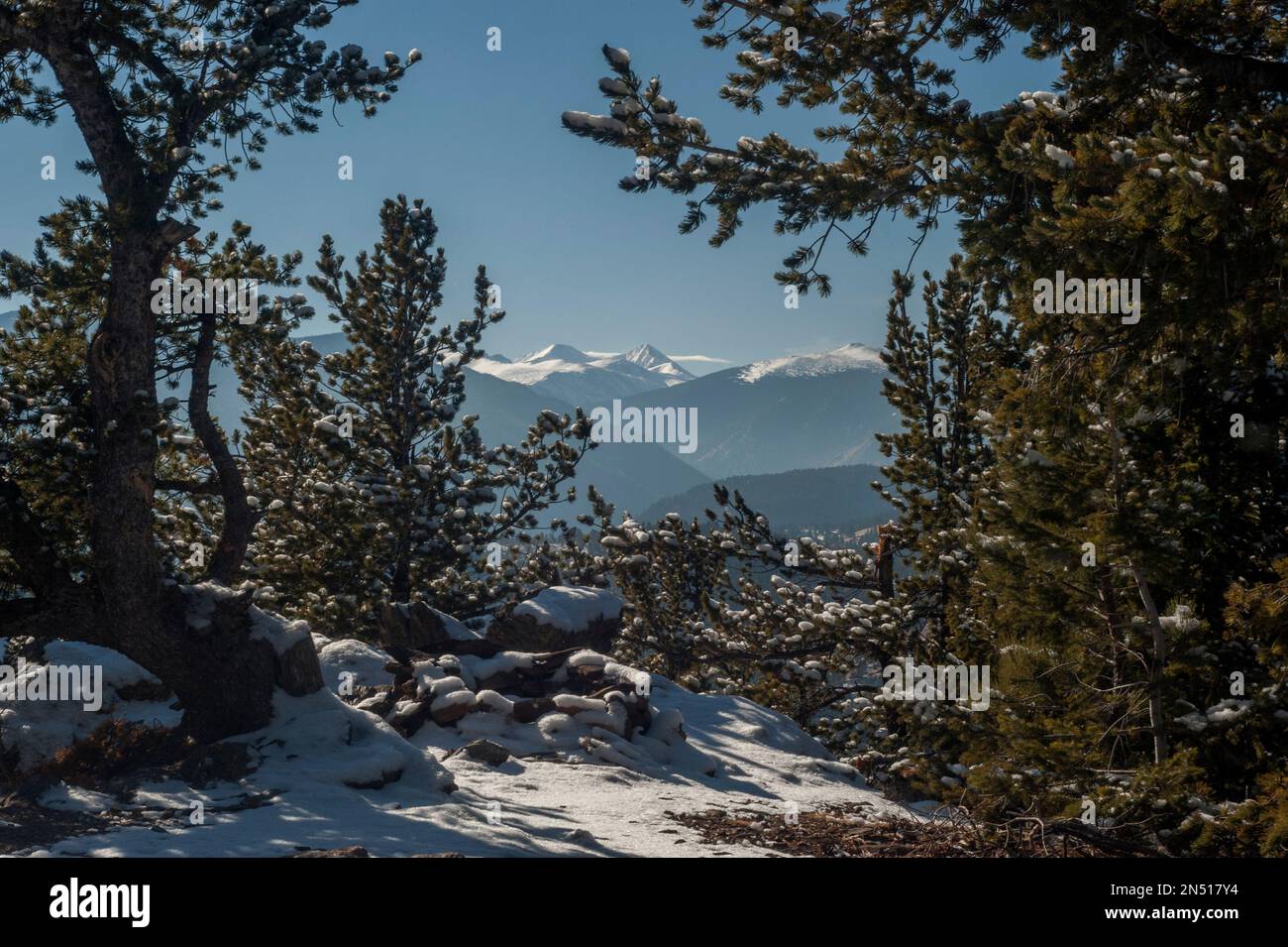 Two of Colorado's Fourteeners, Grays Peak (l) and Torreys Peak (C), in