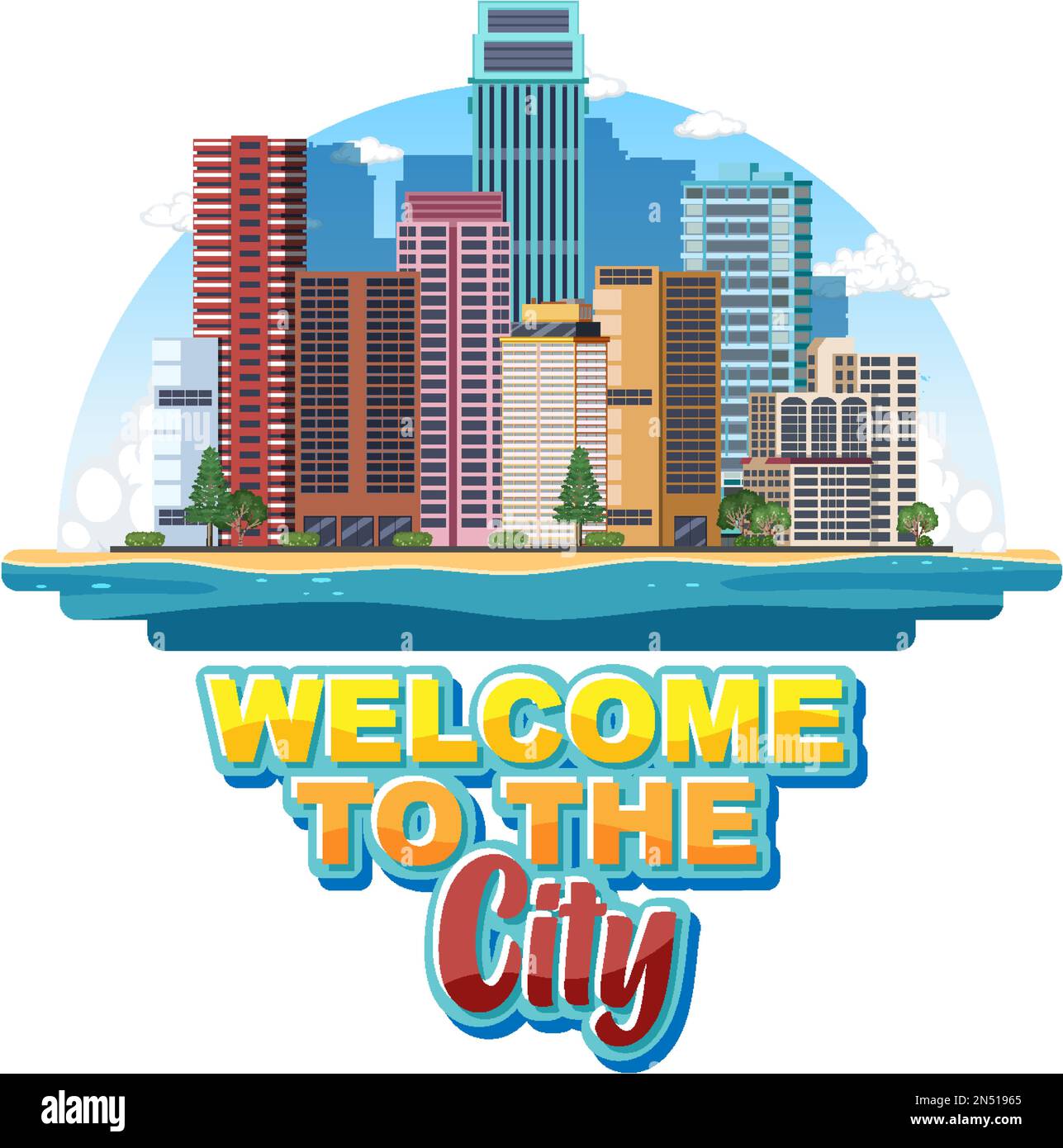 Urban landscape with high skyscrapers illustration Stock Vector Image ...
