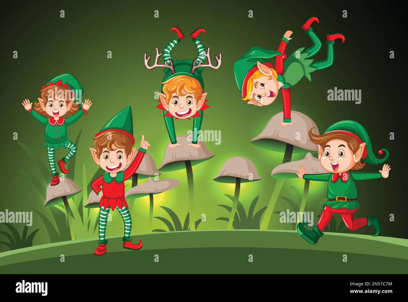 Elf cartoon character in fantasy land illustration Stock Vector Image