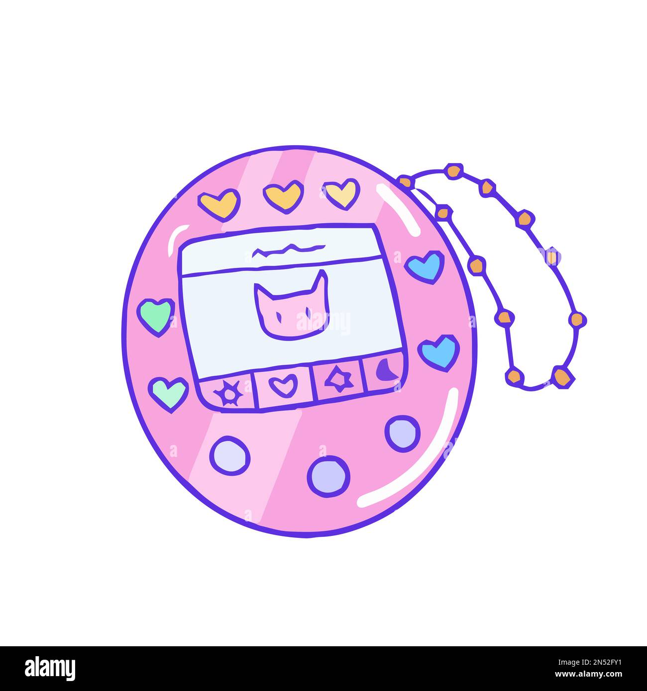 Hand drawn cute 90s aesthetic girl pocket game device Stock Vector