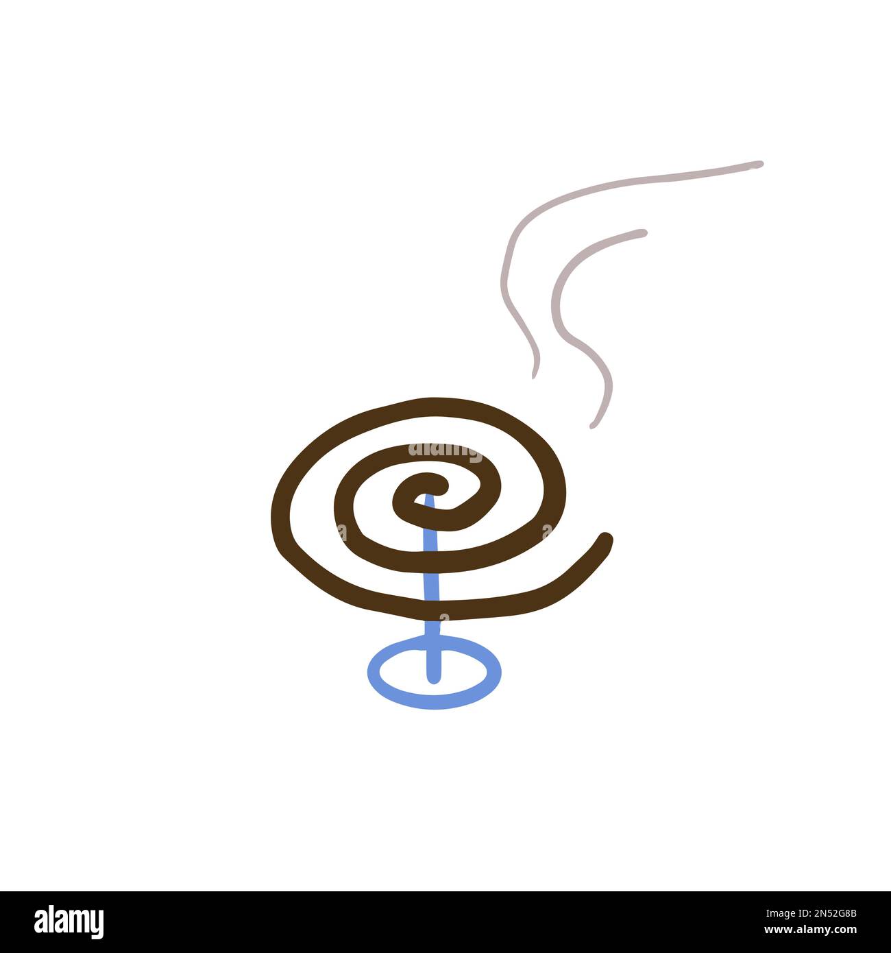 Hand drawn cute mosquito spiral artwork, Japanese traditional black burning mosquito coil. Stock Vector