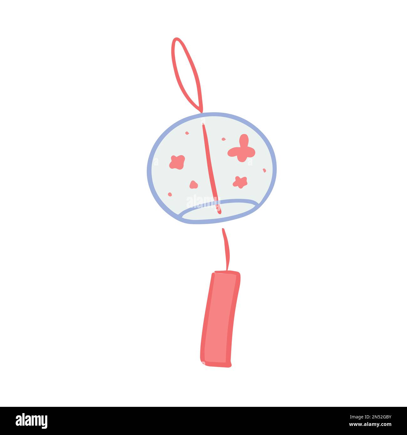 Hand drawn cute glass furin artwork, Japanese traditional wind chime ...