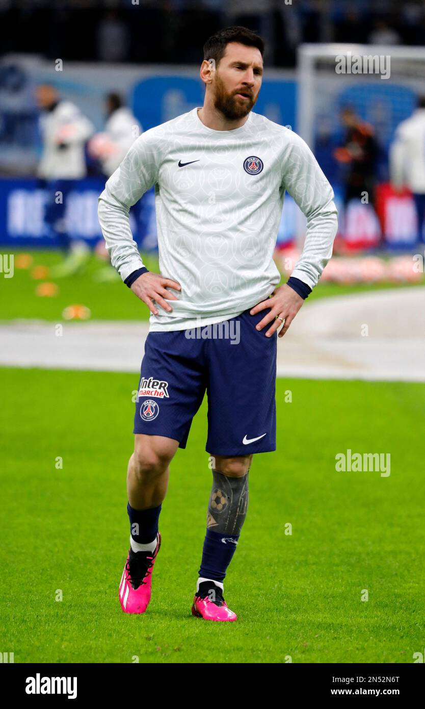 Marseille, France on February 8, 2023. Lionel Messi during the French Cup  round of 16 football match between Olympique de Marseille (OM) and Paris  Saint-Germain (PSG) at the Velodrome stadium in Marseille,