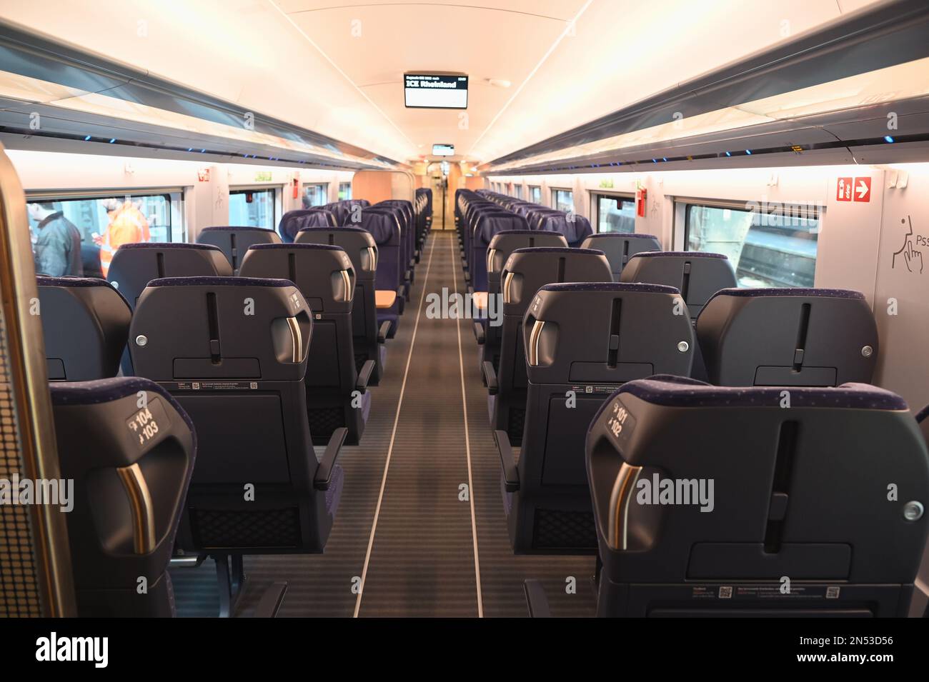 Cologne, Germany. 08th Feb, 2023. Interior shot of the new ICE 3neo at the christening of the