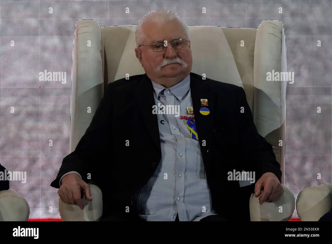 Mexico City, Mexico. 8th Feb, 2023. Former President of Poland, Nobel Peace  Prize Laureate and Solidarity leader, Lech Walesa at the presentation of  the book: Brief Chronicle of Unionism in Mexico ,
