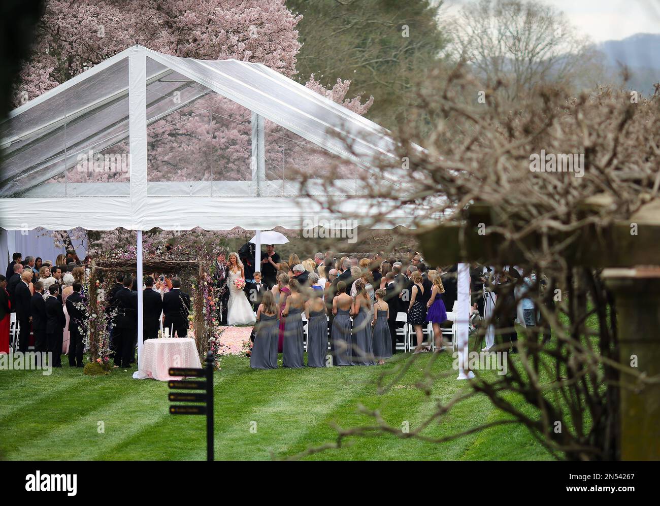 Boston Marathon bombing survivor Rebekah Gregory walks down the isle