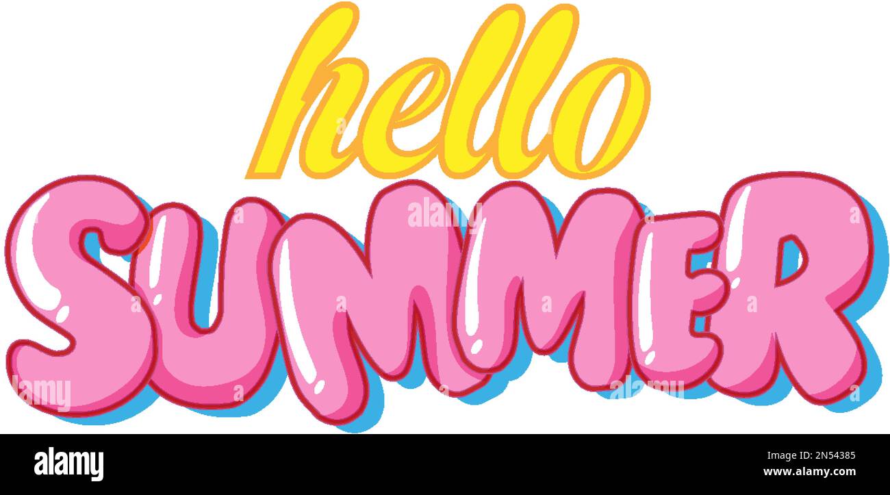 Hello summer text for banner or poster design illustration Stock Vector ...