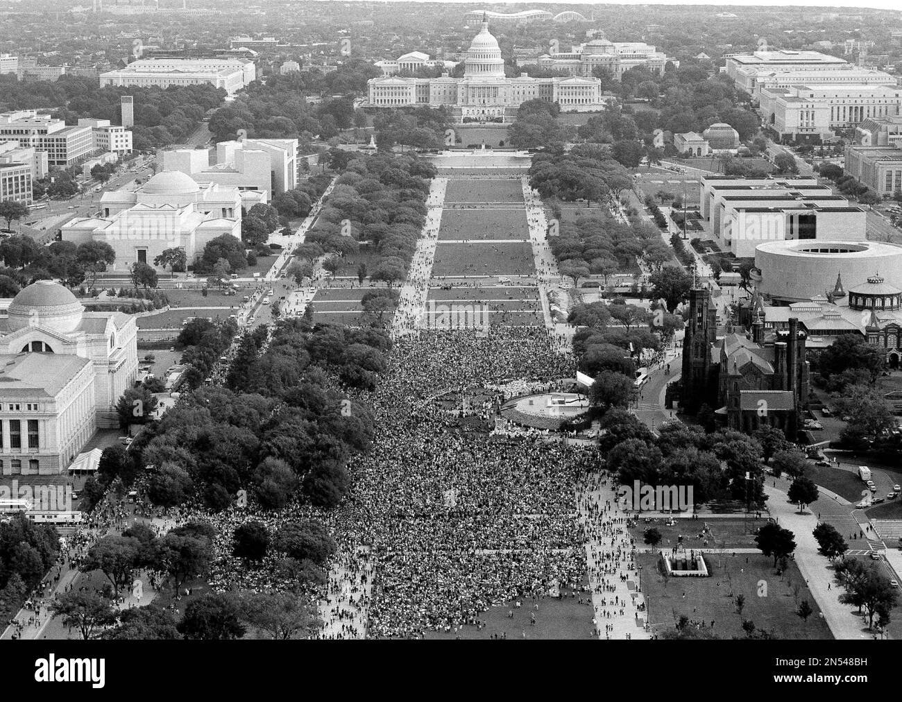 This view from the Washington Monument shows the crowd attending a ...