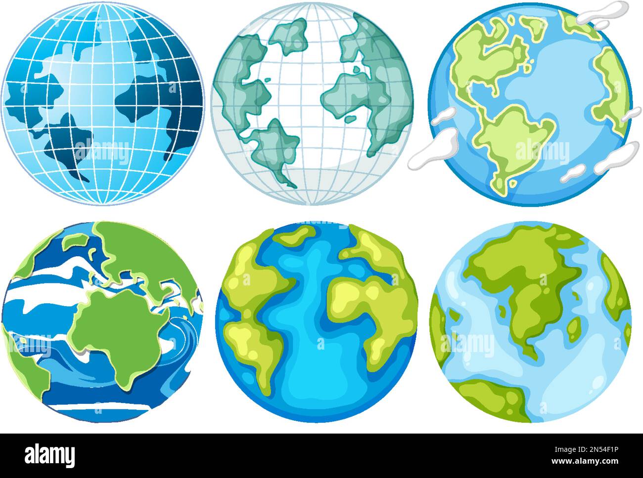Set of earth globes isolated illustration Stock Vector