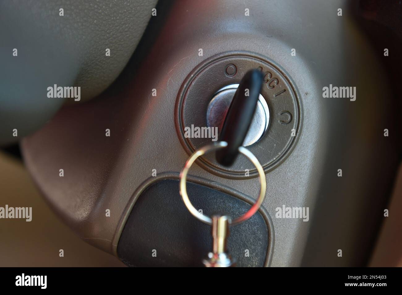 The ignition switch of a 2005 Chevrolet Cobalt is photographed in