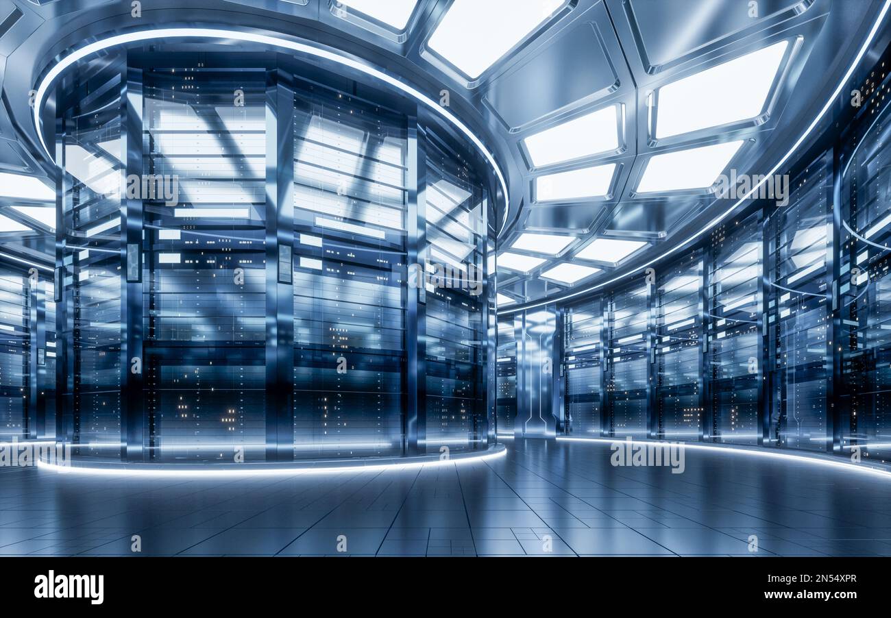 Sever racks and data center, big data and cloud computing concept, 3d ...