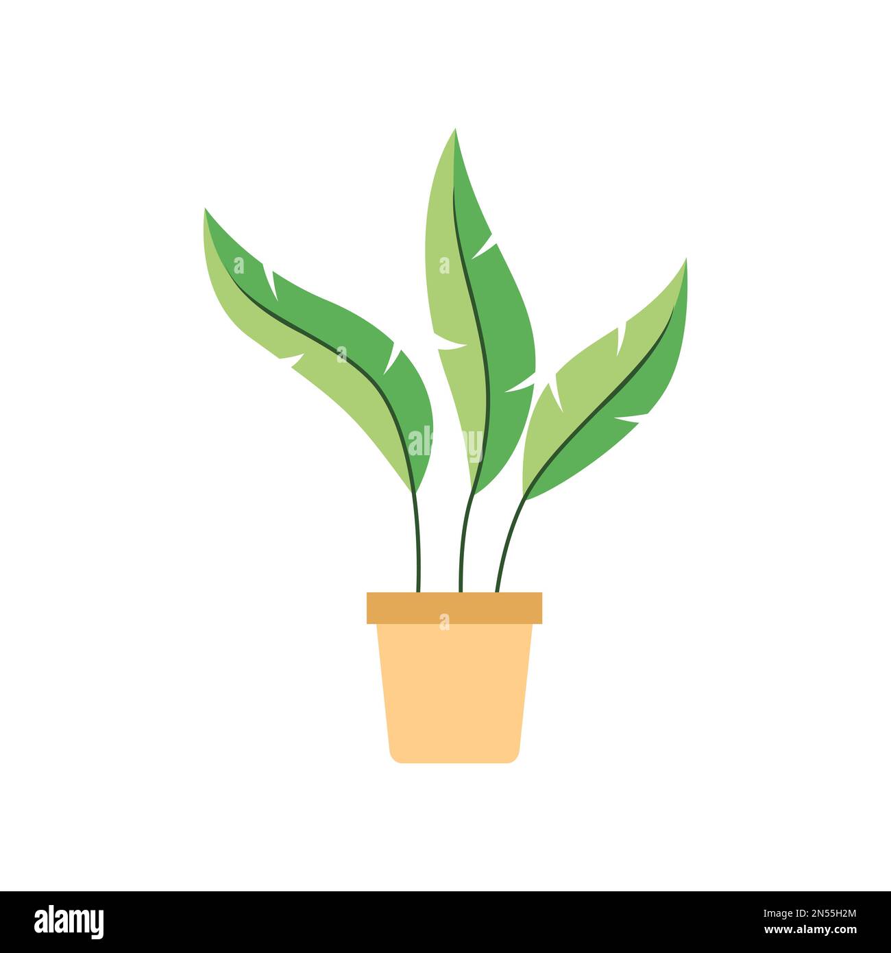 Green Plant in Pot on a white background Flat Design Vector ...