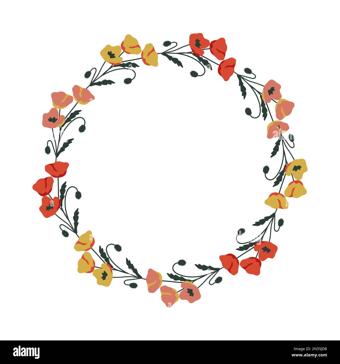 Decorative vector floral frame with poppies Stock Vector Image & Art ...
