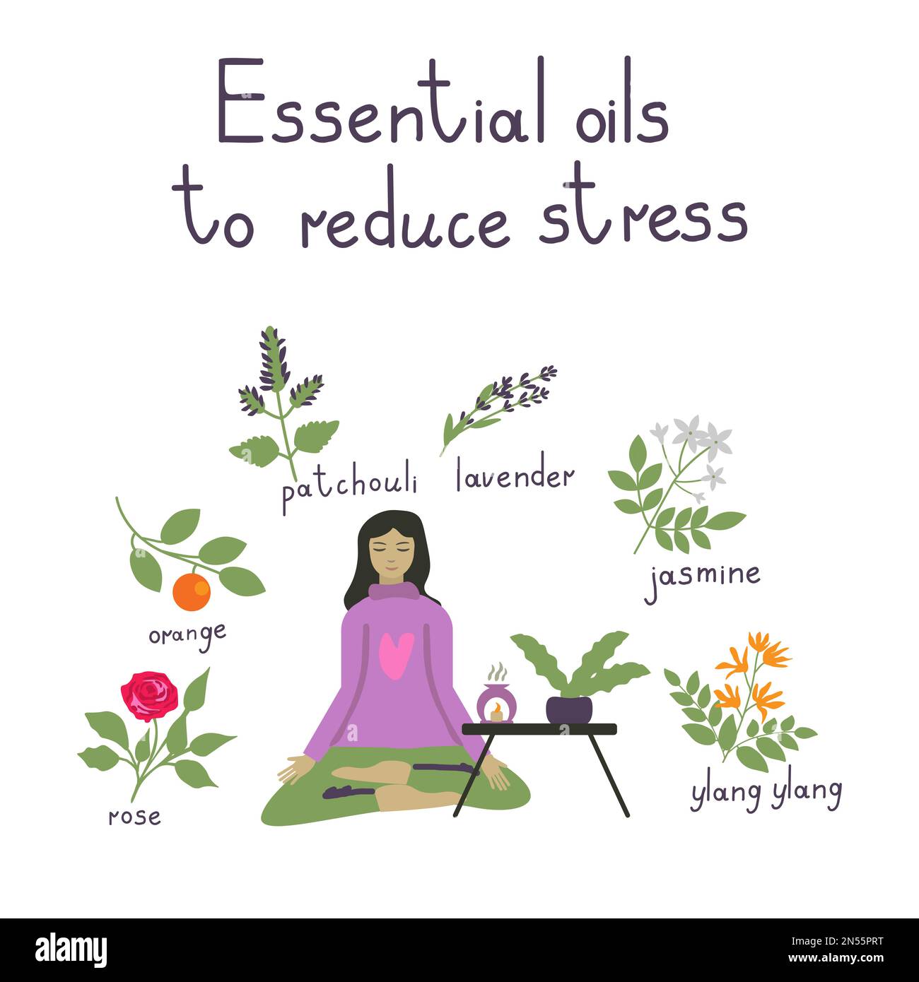 Essential oils to reduce stress vector illustration Stock Vector