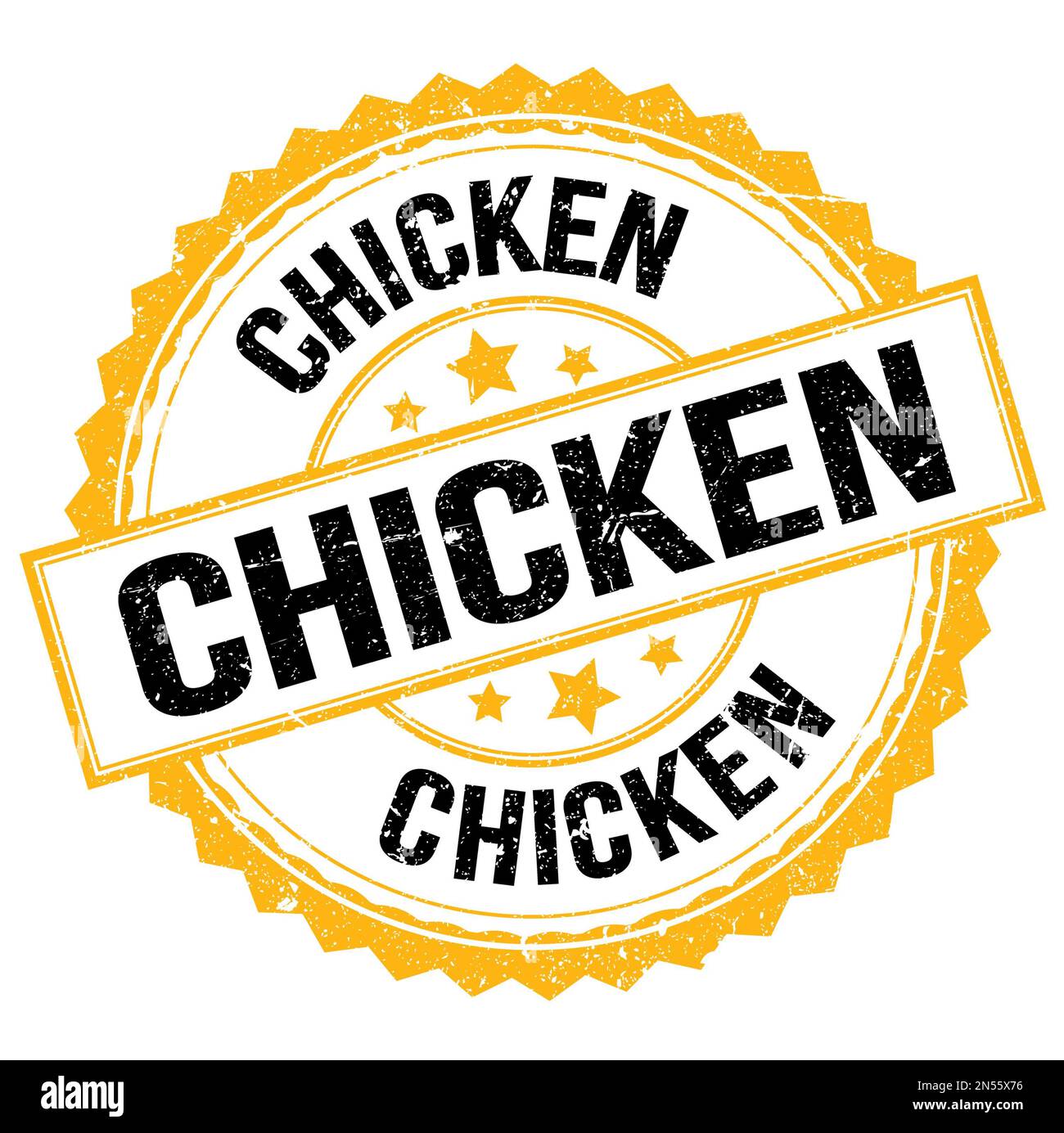 CHICKEN text written on yellow-black round stamp sign Stock Photo - Alamy