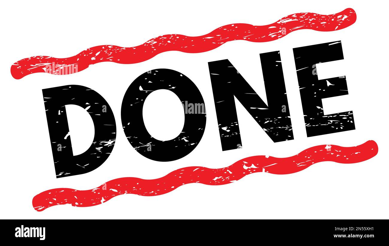 DONE text written on red-black lines stamp sign Stock Photo - Alamy