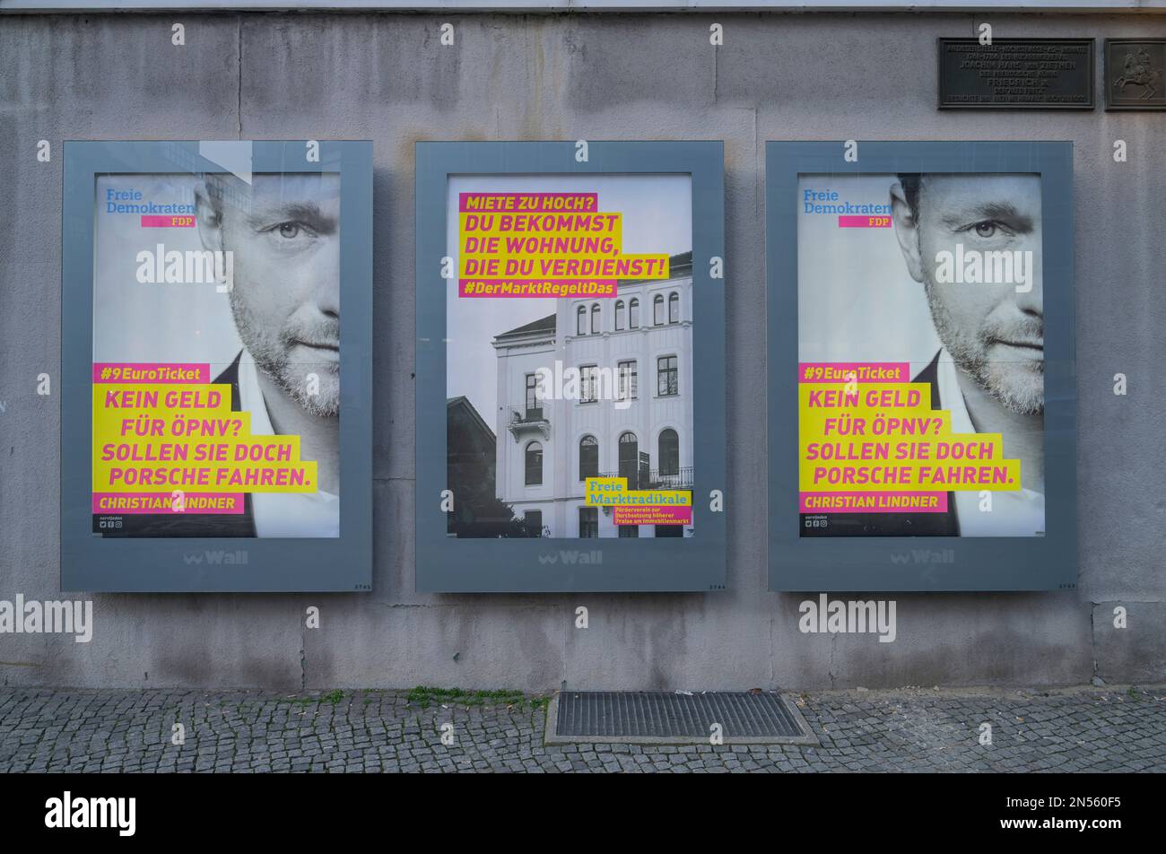 Christian Lindner, Plakat, FDP Werbung, Plagiat, Fälschung, Berlin, Deutschland Stock Photo