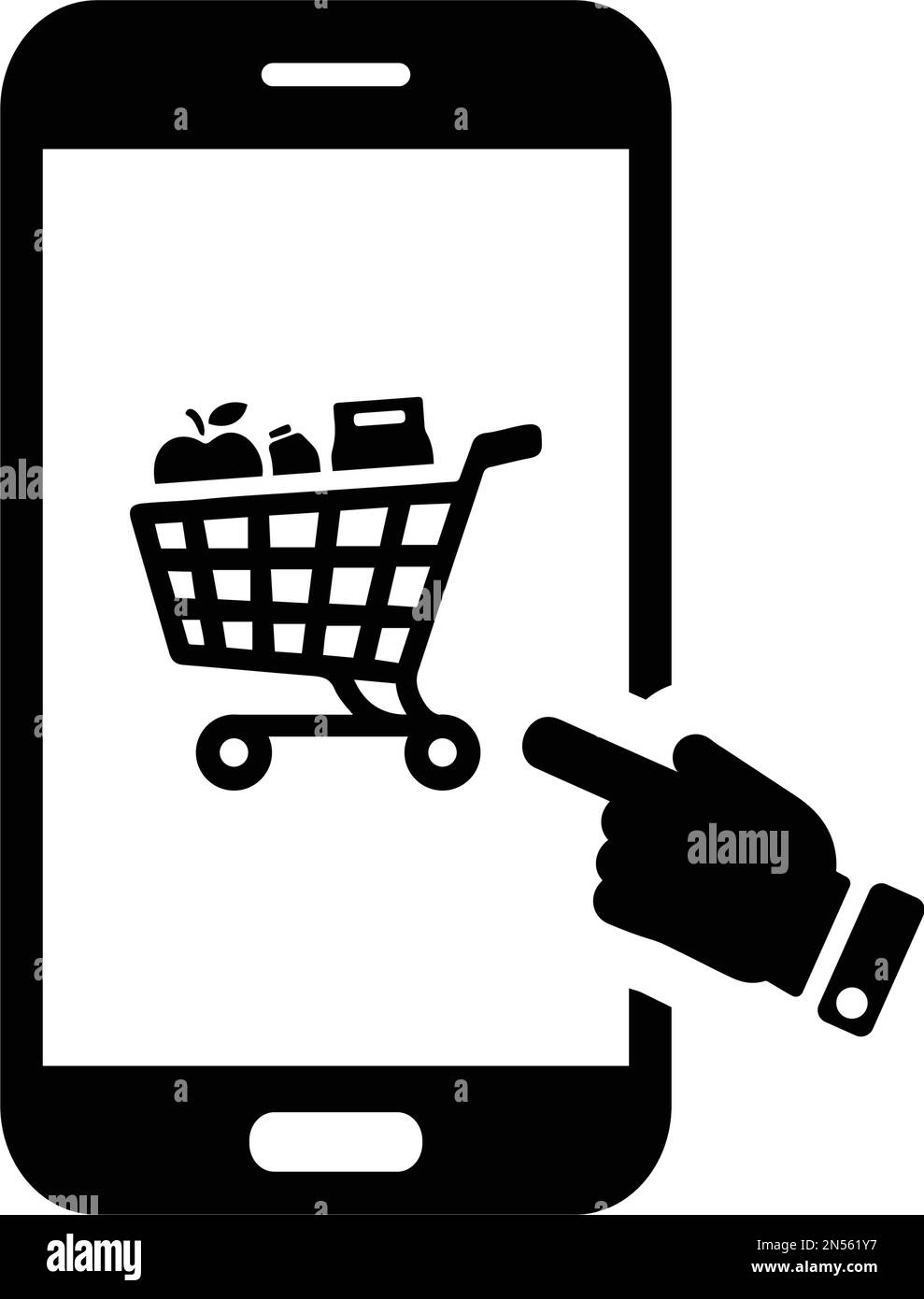 Mobile, basket, click icon is isolated on white background. Use for ...