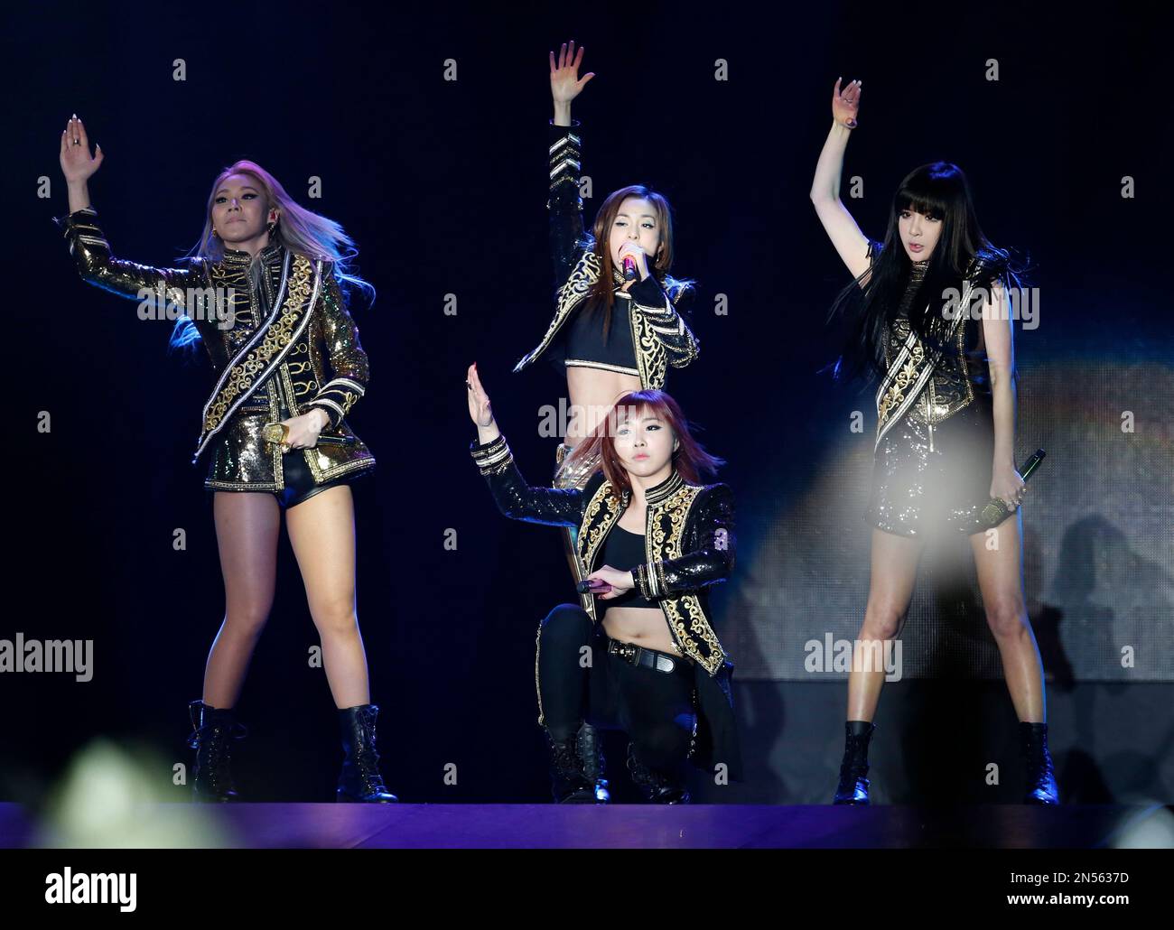 South Korean K-Pop girl group 2NE1 performs during their concert as ...